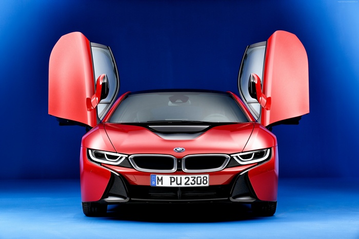 Red BMW i8 "Protonic Red Edition" with Doors Open
