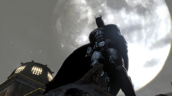 Batman from Batman: Arkham Origins on a rooftop