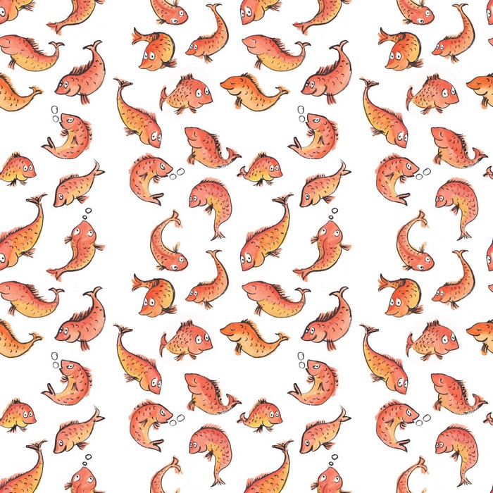 Orange fish pattern on white background