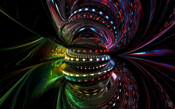 Abstract fractal art with colorful lights and reflections