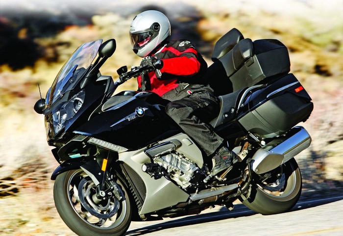 BMW K1600 GT motorcycle with rider