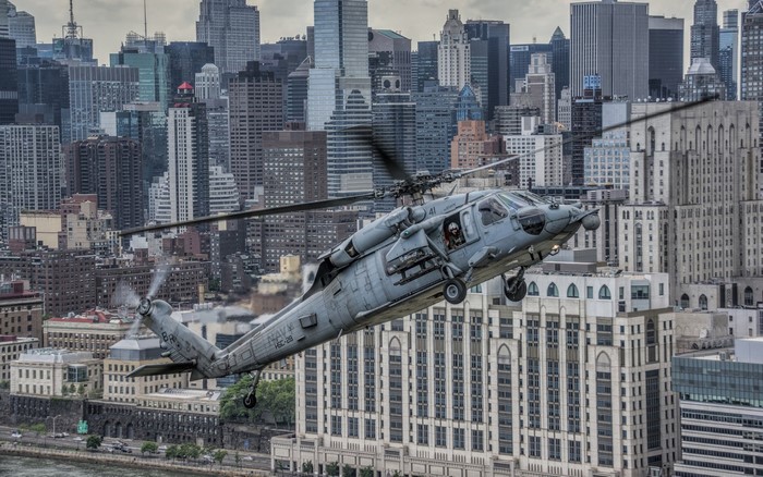 US Navy Sikorsky UH-60 Black Hawk helicopter over New York City