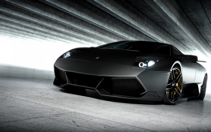 Black Lamborghini Murcielago in a tunnel