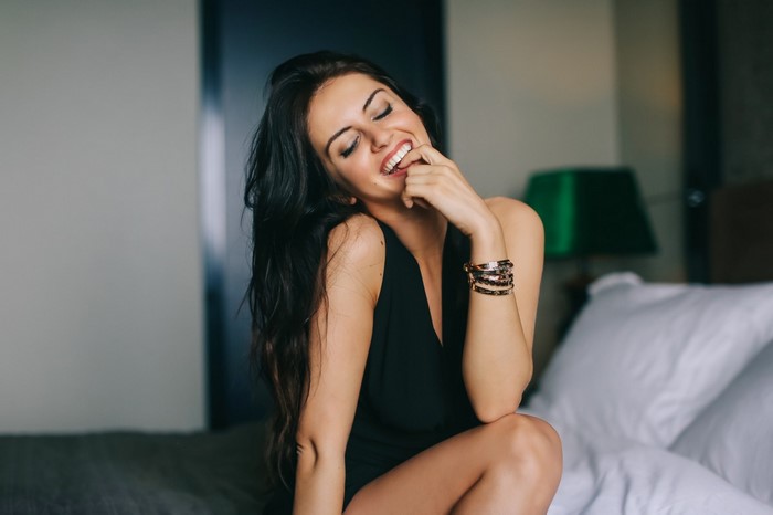 Aurela Skandaj with finger in mouth