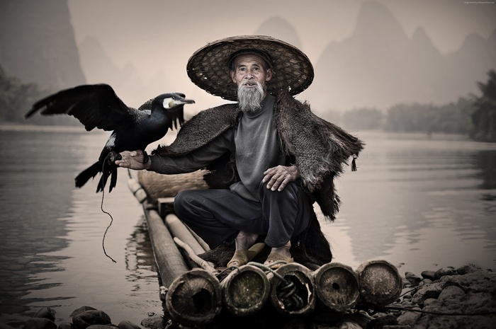 Cormorant fisherman on Li River, China