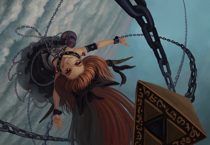 Ibuki Suika from Touhou with chains and amulet