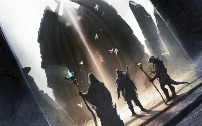 Fantasy art of characters in The Elder Scrolls Online