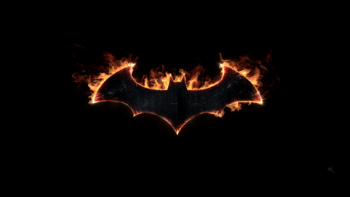 Batman Arkham Knight logo on fire