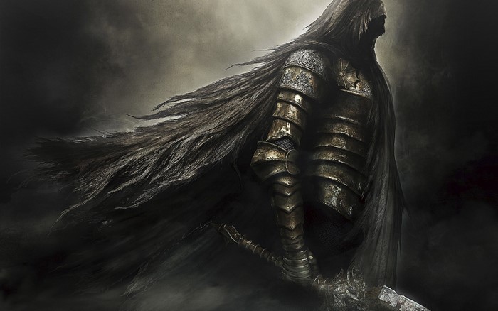 Knight in armor with long hair from Dark Souls II