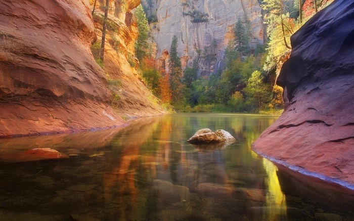 Autumn Canyon River Reflection in Arizona