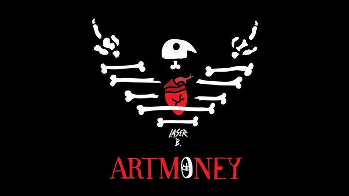 ARTMONEY logo with skeleton and heart