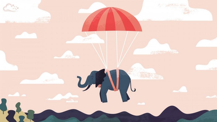 Elephant parachuting with DigitalOcean brand