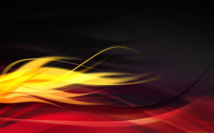 Abstract red and yellow wavy lines on black background