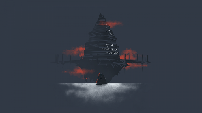 Kirito and Asuna from Sword Art Online on a floating island