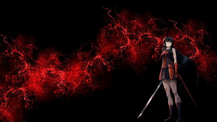 Akame from Akame ga Kill with red energy