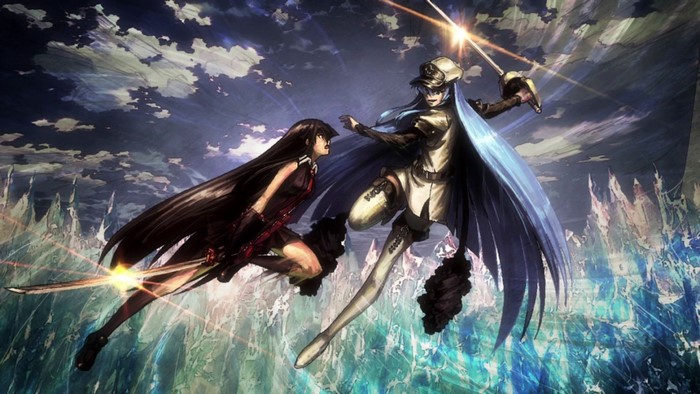 Akame and Esdeath from Akame ga Kill fighting