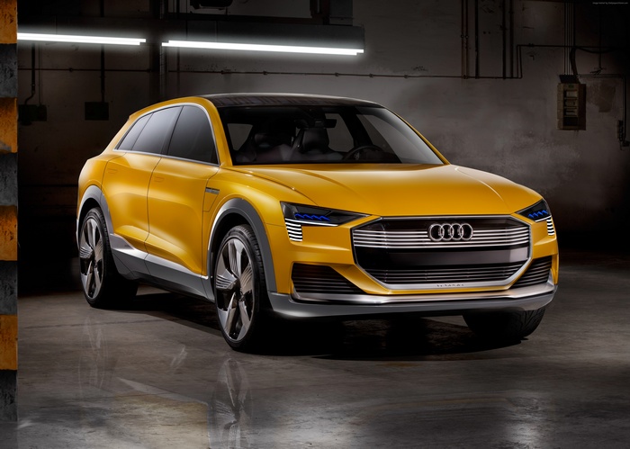 Yellow Audi H-Tron Quattro hydrogen crossover concept