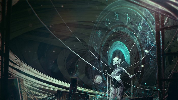 Robot interacting with celestial holographic display