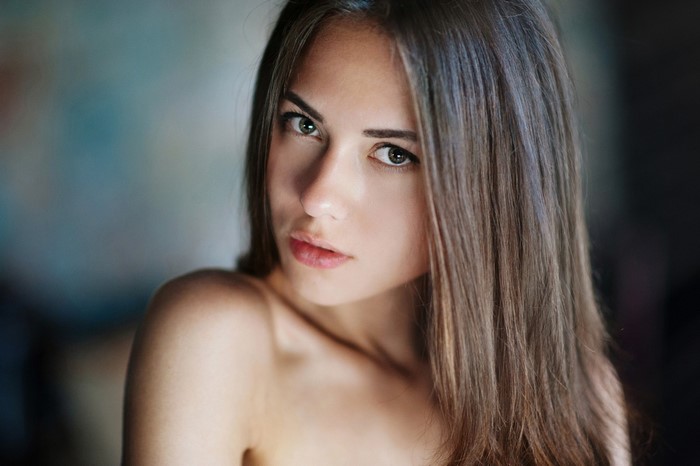 Portrait of a Woman with Long Brown Hair