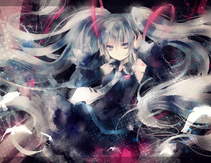 Hatsune Miku from Vocaloid with long hair and blue eyes