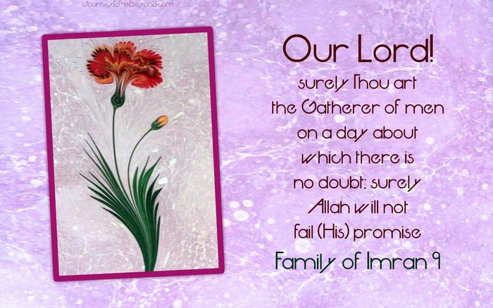 Quran verse from Family of Imran with flower art
