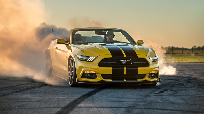 Yellow Hennessey HPE750 Supercharged Mustang GT Convertible