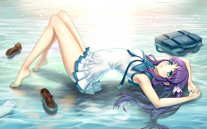 Chisaki Hiradaira from Nagi no Asukara lying in water