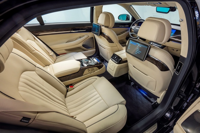 Interior of a Genesis G90 luxury car
