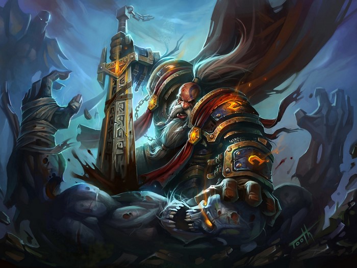 Dwarf Warrior with Giant Sword and Undead