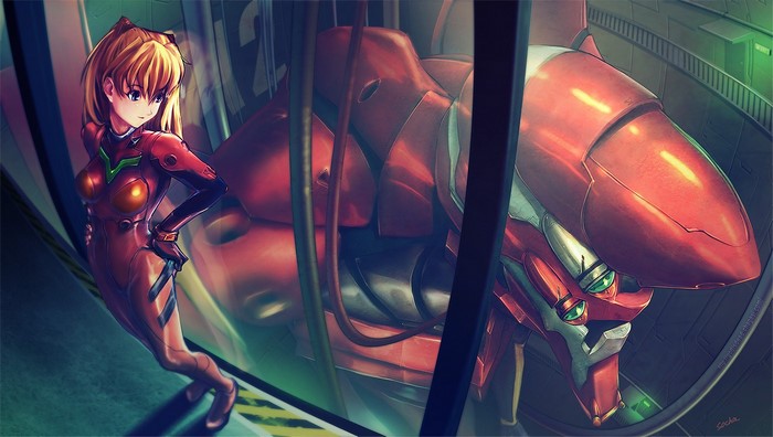 Asuka Langley Soryu from Neon Genesis Evangelion in a Unit