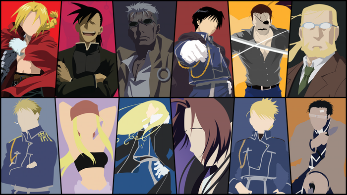 Full Metal Alchemist characters minimalist illustration