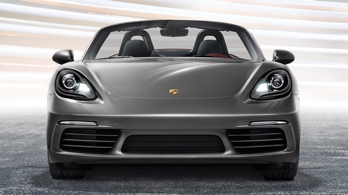 Grey Porsche 718 Boxster Convertible Sports Car