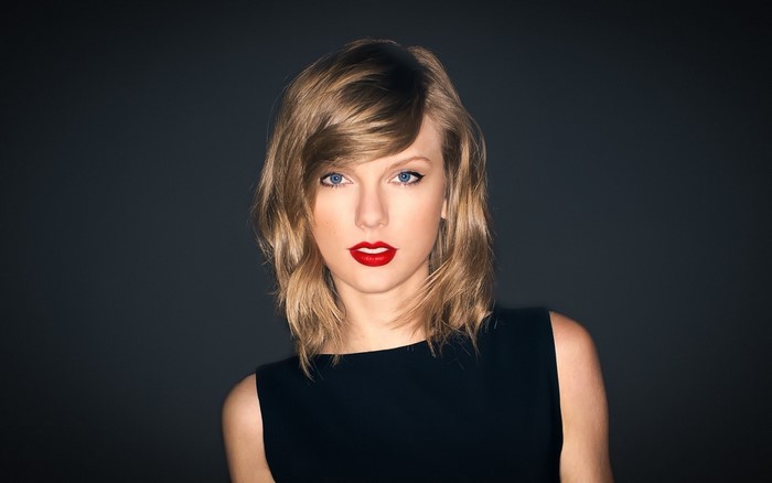 Taylor Swift portrait with red lipstick