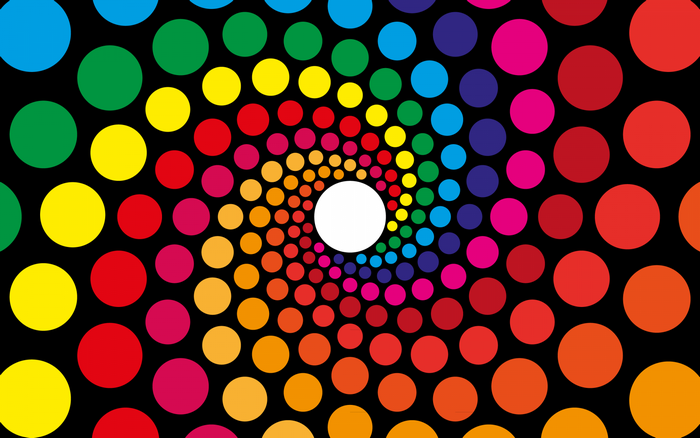 Colorful abstract spiral pattern of circles