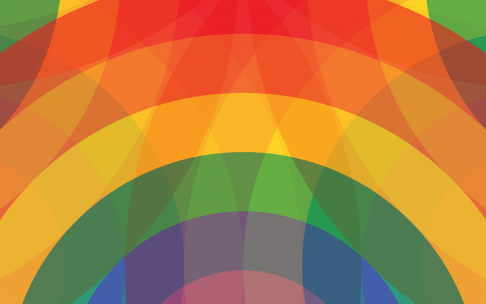 Abstract rainbow colored overlapping circles pattern