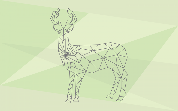 Geometric line drawing of a deer on a light green background