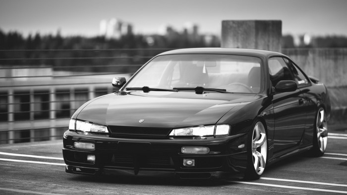 Black Nissan Silvia S14 Kouki sports car