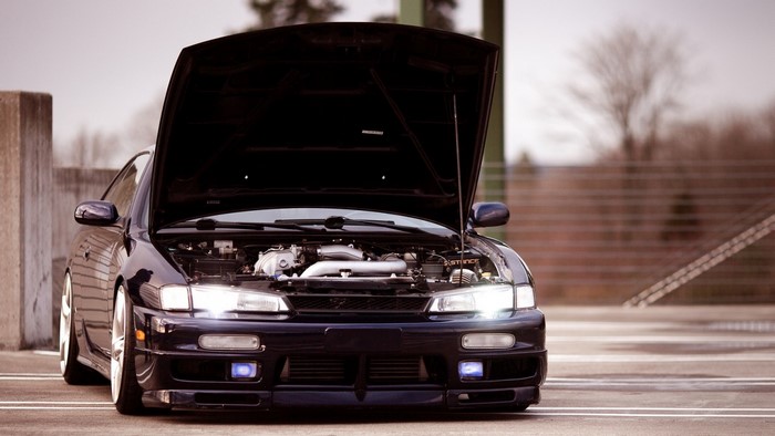 Nissan Silvia S14 Kouki with open hood