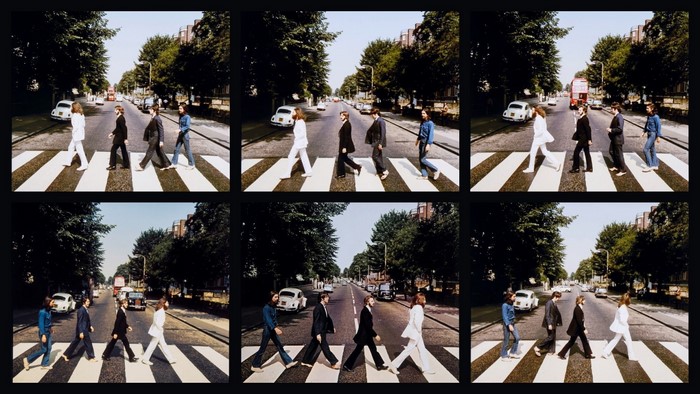 The Beatles crossing Abbey Road