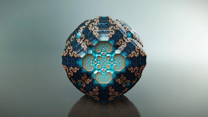 Blue and gold fractal sphere