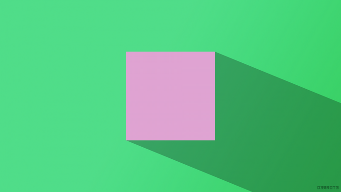 Pink square with long shadow on green background