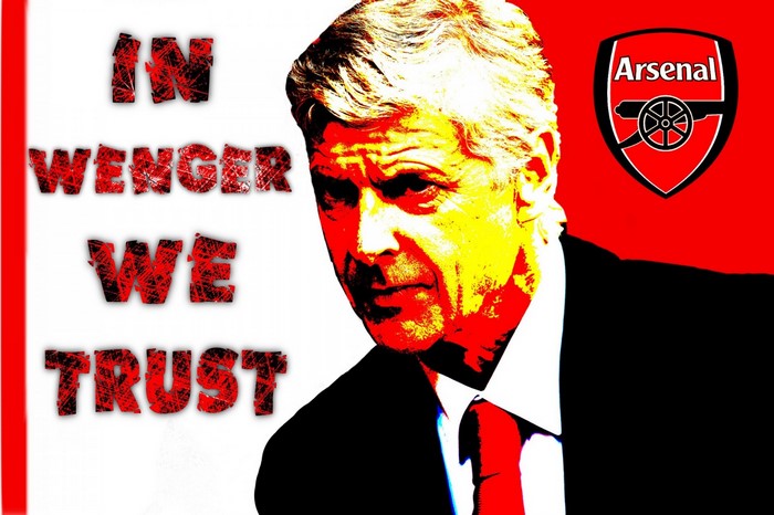 Arsene Wenger and Arsenal logo
