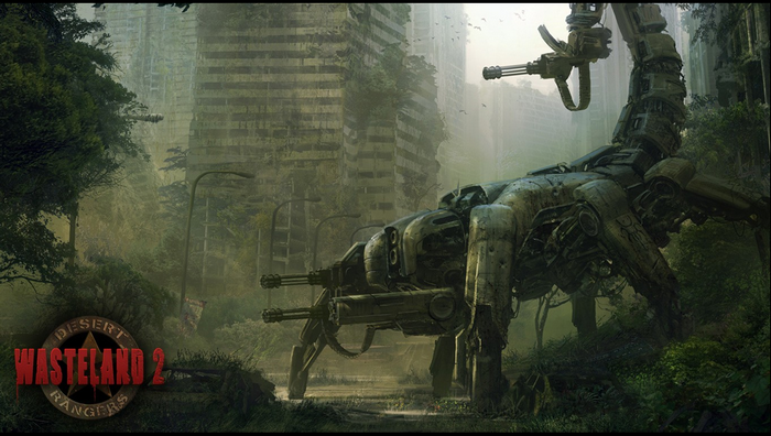Wasteland 2: Desert Rangers robot scorpion in ruined city