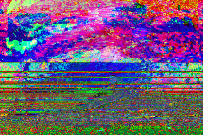 Abstract Glitch Art with Floral Elements