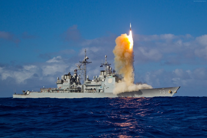 USS Lake Erie (CG-70) launches a missile