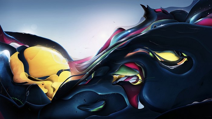 Abstract colorful digital art with flowing shapes