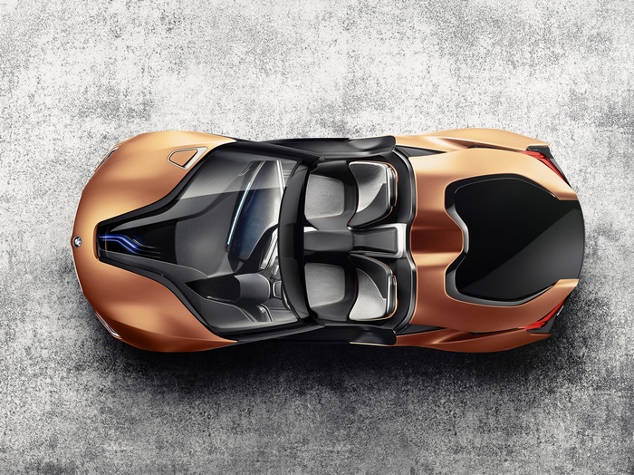 BMW i8 Spyder electric car from above