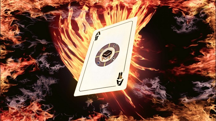 Ace of Spades playing card engulfed in flames