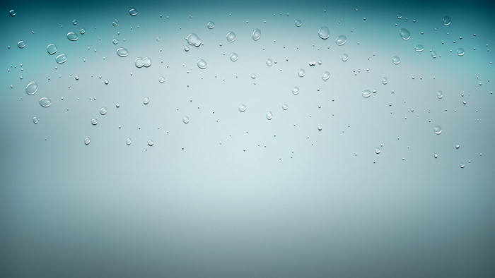 Water drops on a blue gradient background
