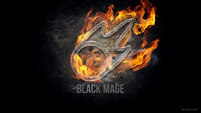 Black Mage Symbol from Final Fantasy XIV on Fire
